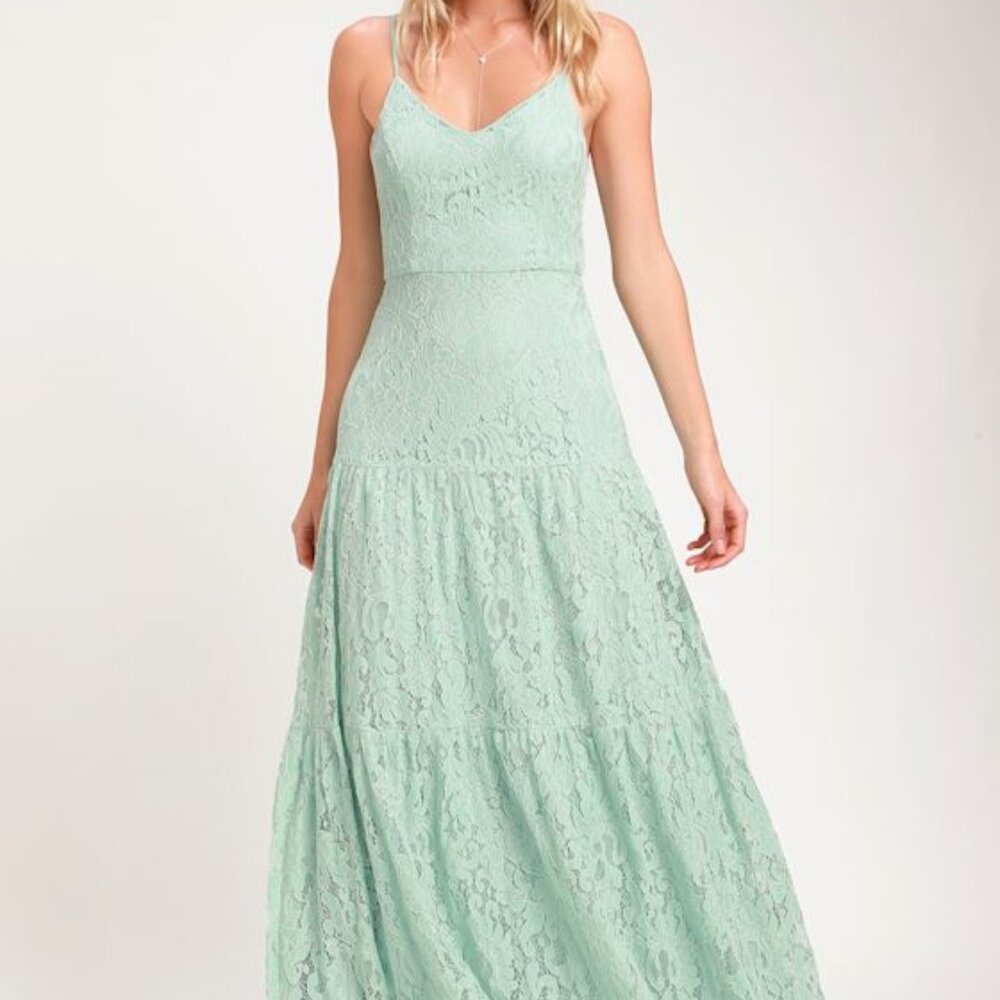 Lulu's Mint Lace Maxi Dress